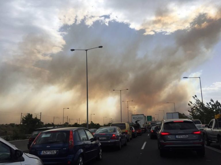 Φωτιά Κινέτα – Οι φλόγες έφτασαν στην Εθνική Οδό (video)