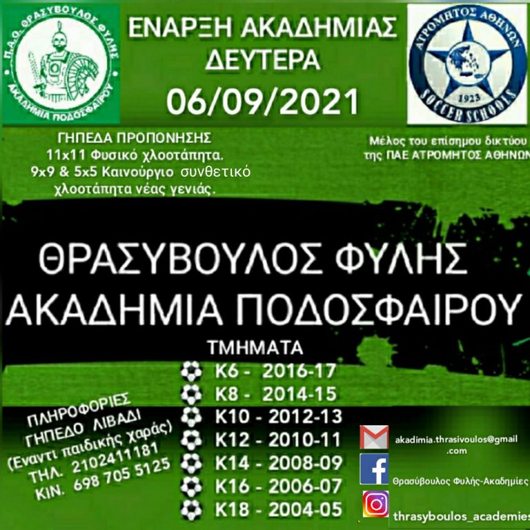 Ξεκινούν οι ακαδημίες του Θρασύβουλου