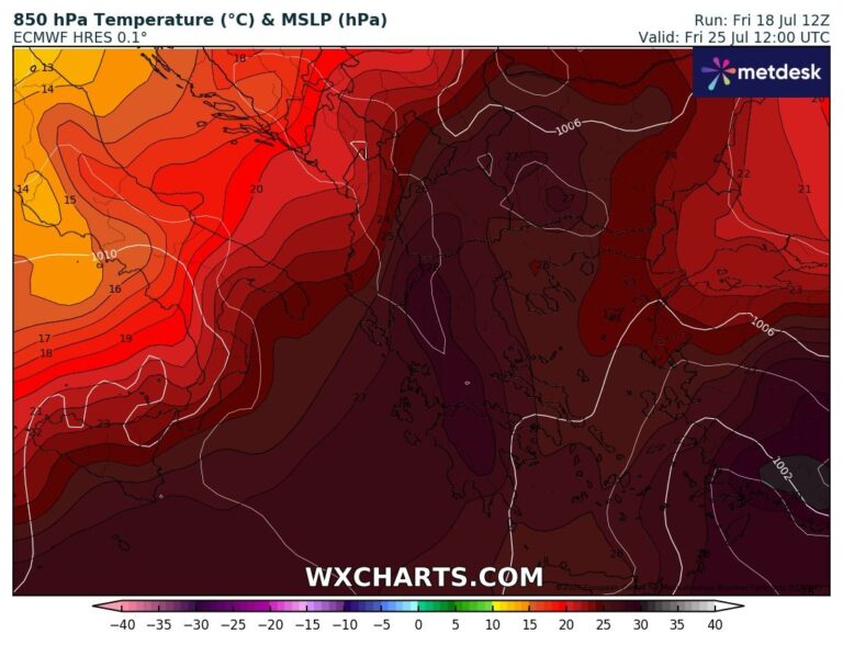 Meteoliosia – Από τη Δευτέρα το ισχυρότερο (ως τώρα) κύμα καύσωνα του καλοκαιριού